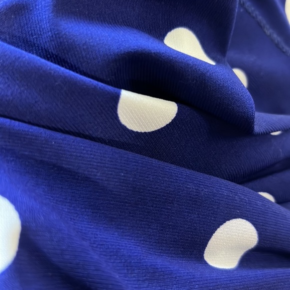 Lauren Ralph Lauren midi dress white, blue polkadot bodycon sleeveless sz. 4 - Picture 15 of 15